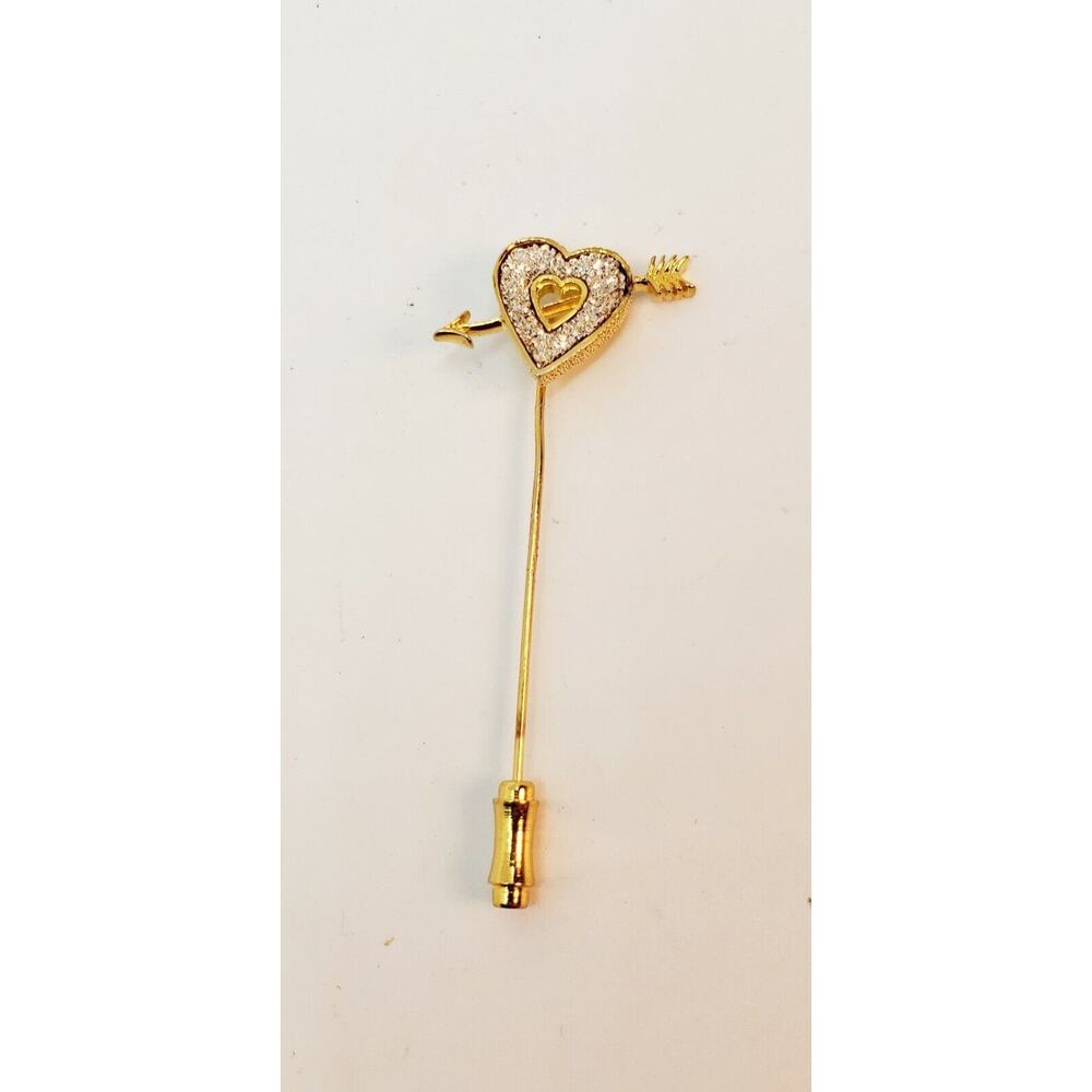 Vintage Franklin Mint 1979 Lover's Heart 24 Kt Gold Over Silver Stick Pin Brooch - Picture 9 of 12